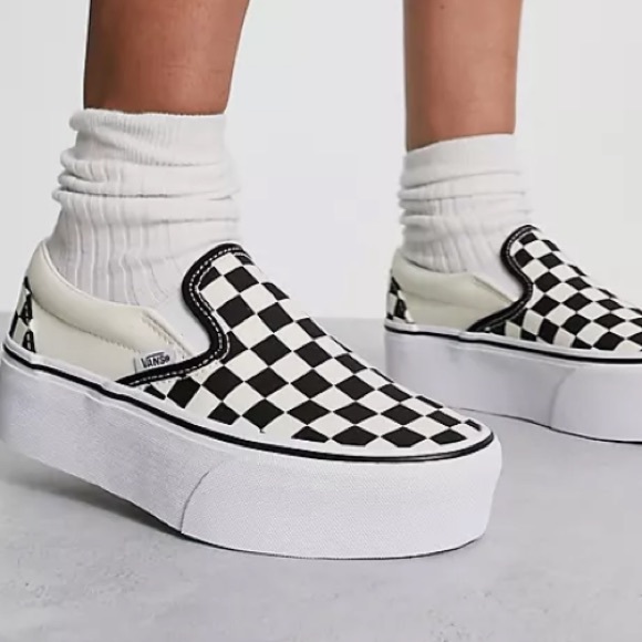 Vans Shoes Vans Stackforms Platforms Checkered Slip Ons 95 Poshmark